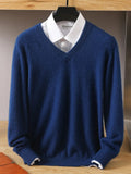 Riolio 2024 NEW Men's Cashmere Sweater V-Neck Pullovers Knit Large Size Winter New Tops Long Sleeve High-End Jumpers