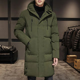 Riolio Mid Long Puffer Jacket Men Autumn Winter Parka Jackets With Hood Men Cotton Pdded Warm Overcoats Streetwear Slim Fit