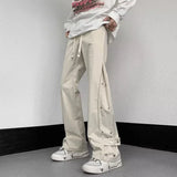 Riolio  American Overalls for Men Women Trendy Loose-breasted Casual Sports Straight Wide-leg Pants