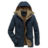 Riolio Winter American Style Parkas Work Clothes hooded Jacket Outdoor fur coats Sport jackets Men's fleece warm Cotton Padded Coat