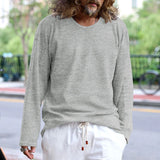 Riolio Spring And Autumn Korean Style Sweater Men's Casual Loose Plus Size men's Clothing Waffle Fabric Crew-neck Long-sleeved Pullover