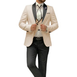 Riolio  Men's 3 Piece Tuxedo Suit Set with Shawl Lapel Blazer Vest And Pants High Quality Regular Fit for Wedding Business Prom
