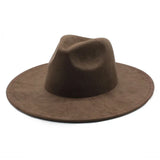 Riolio  European US New 9.5cm Big Brim Suede Top Hat for Women Men Fashion Peach Heart Top Jazz Fedora Hats for Party Wedding Felt Cap