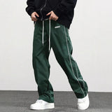 Riolio  Men's New Woven Trousers High Street Trend Retro Casual Cuff Long Pants