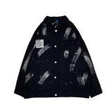 Riolio Autumn Men's Graffiti Tie-dye Denim Jackets New High Street Appliques Button Coats Hip Hop Fashion Y2K Vintage Jean Jacket