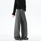 Riolio  Grey Black Suit Pants Men Fashion Society Mens Dress Pants Korean Loose Wide Leg Pants Mens Office Formal Trousers Large Size