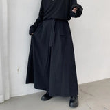 Riolio Chinese Style Men Trousers Dark Style Irregular Wide Leg Men Pants Lace Up Hanfu Tang Trousers Harajuku Kimono Samurai Pants