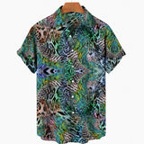 Riolio Short Sleeve Leopard Men's Shirts For Man Clothing Hawaiian Fashion 3D Print Thin Lapel Floral Casual Oversized Imported Camisa