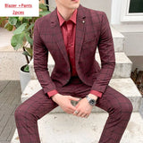 Riolio  Blazer and Vest and Pants / Boutique Fashion Plaid Men's Casual Business Suit 3pcs Set Groom Wedding Dress Performance Costume