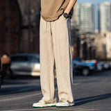 Riolio  Retro Pants Men Summer Loose Straight Pants Casual and Versatile Solid Color Pants