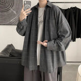 Riolio  Retro Plaid Shirt Men's Trendy Casual All-match Shirt Trendy Thin Jacket Top
