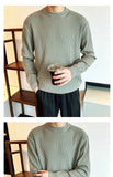 Riolio  New Korean Retro Men Basic Sweater Luxury Knitted Solid Color O Neck Long Sleeve Pullover Casual Slim Premium Quality Knitwear