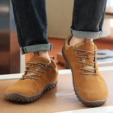 Riolio  Wide footed large-sized men's suede hiking shoes anti slip leather outdoor sports shoes camping running jogging  men's loafers