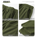 Riolio Double-sided Fleece! Retro Military Green Straight-leg Pants Women Loose Thickened Warm Drawstring Casual Wide-leg Pants Men