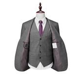 Riolio  Men's Business Casual Three-Piece Suit Slim Fit Wedding Groom Fashionable Polyester Fiber Single-Button Closure All-Season Wear