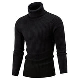 Riolio black turtleneck outfit men Autumn and Winter Men's Warm Sweater Long Sleeve Turtleneck Sweater Retro Knitted Sweater Pullover Sweater