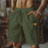 Riolio  Summer New Men Cotton Linen Shorts Embroidery Elastic Waist Beach Shorts Lightweight  Pants Comfort Breath Holiday Shorts