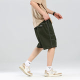 Riolio Summer Mens Cargo Shorts Lightweight Quick Dry Working Pants Solid Color Pockets Sweatpants Trousers