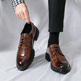 Riolio Brand New Men Dress Shoes Patent Leather Brogue Shoes for Male Formal Wedding Party Office Men Oxfords Business Moccasins Shoes