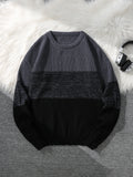 Riolio  Loose-Fitting Knit Sweater, Casual Versatile Striped Pullover, Men's Crew Neck Sweater, Men's Warm Clothing, Casual Everyday Wear Warm Sweater, Fashionable Design for Autumn and Winter, Casual Everyday Wear Warm Sweat