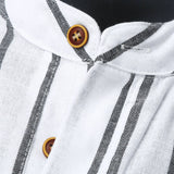 Riolio Summer Blouse Male Casual Stripe Printing Shirt Short Sleeve Stand Collar Blouse Tops For Mens Outdoor Beach Shirts рубашка