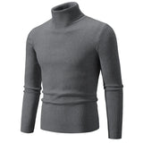 Riolio black turtleneck outfit men Cool New Trend Men's High Neck Sweater  Pullover Knitted Warm Casual Men Clothing  Knitted Sweater Men