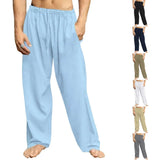 Riolio  New Men's Cotton Linen Loose Pants Male Summer Casual Solid Color Pants trousers Plus Size S-3XL