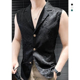 Riolio  Men's Gothic Jacquard Sleeveless Blazer Vest Summer Designer Waistcoat Noble Pattern Sleeveless Tank Top for Men