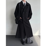 Riolio  New Loose Trench men Long coat Autumn fashion Double-breasted Caslua trench Unique cuff design Korean street windbreaker