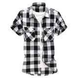 Riolio  Summer Hot Sale Of The Season Men's Checkered Shirt Short Sleeve Large Size Trendy Youth Casual Korean Style Fashionable Double