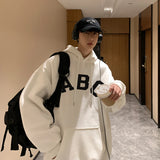 Riolio Letter Print ABC Men's Hoodies 2025 Autumn new sudadera hombre Korean Fashion Harajuku Pullover Hip Hop Long Sleeve Hooded