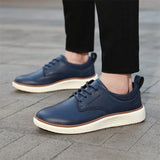 Riolio  Men's Shoes PU Fabric Spring and Autumn Brown Men's Casual Shoes Black Comfortable Classic Walking Shoes Flat Bottom