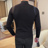 Riolio Korean Fashion Patchwork T-shirt for Men Long Sleeve Slim Fit Casual T-shirts Business Social Versatile Base Shirt Men M-4XL