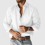 Riolio  Autumn Men's Vintage Shirt Spring Casual Long Sleeve Button Turn-down Collar Seaside Beach Style Solid Ahirts For Male Cardigan