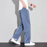 Riolio  Men's Casual Straight Leg Pants Ice Silk Breathable Trousers Lightweight Elastic Waist Loose Fit Streetwear