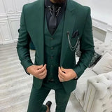 Riolio  3 Pieces Men Single Breasted Suits Slim Fit Wedding Tuxedo Premium Formal Blazer with Pants Prom Party Groom Office Wear