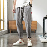 Riolio Summer Men's Casual Pants Cotton Linen Trousers  Breathable Loose Shorts Straight Pants Streetwear