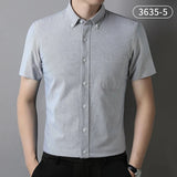 Riolio  Fashion korean popular clothes 100%cotton oxford summer Short sleeve shirts for men slim fit formal plain shirt white pink tops