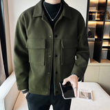 Riolio Brand Clothing Winter Men Coats Woollen Cloth Thick Tooling Lapel Slim Jacket/ Mens High Quality Woolen Casual Warm Jacket Coats