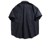 Riolio  Retro Japanese Workwear Short Sleeve Men's Shirt Summer Trendy Outdoor Casual Versatile Youthful Pure Color Loose Fit Cardigan