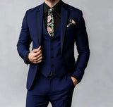 Riolio  3 Pcs Blazer Vest Pant Fashion Suit Sets For Men  Elegant Party Prom Slim Fit Evening Dinner Formal Banquet Male Suit Attire