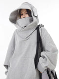 Riolio Autumn Solid Color Ninja Turtleneck Hoodies For Men Y2K Vintage Fleece Sweatshirts Hip Hop Japanese Streetwear Oversized Hoodie