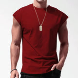 Riolio  Summer Mens Fitness Solid Color Sleeveless Top Men Breathable Sports Tank Top Fitness Running T-Shirt Tank Top
