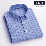 Riolio  Hight qulity summer 100%cotton thin short sleeve shirts for men slim fit formal shirt soft designer tops korean popular clothes
