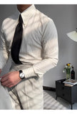 Riolio New Italy Business Men Shirts Light Luxury Textured Peaked Lapel Striped Long Sleeve Cardigan Leisure High Quality Blouse M-2XL