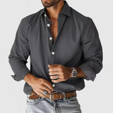 Riolio  Autumn Men's Vintage Shirt Spring Casual Long Sleeve Button Turn-down Collar Seaside Beach Style Solid Ahirts For Male Cardigan