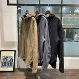 Riolio Double-sided Fleece Hoody Warm Loose Hooded Sweatshirt Men American Style High-end Retro Half Zipper Jacket Aesthetic