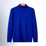 Riolio New Korean Fashion Men Sweater Light Luxury Trendy Turtleneck Knit Solid Color Pullover Leisure Retro Long Sleeve Basic Knitwear