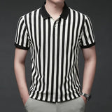 Riolio  European Slim-fit Striped Men's Polo Shirt T-shirt with Collar New Casual Summer Short-sleeve Top T-shirt