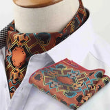 Riolio  Polyester Cravat Pocket Square Set Formal Necktie Handkerchief Ascot Self Tie Polka Dot Paisley Design Gentleman Necktie Gifts